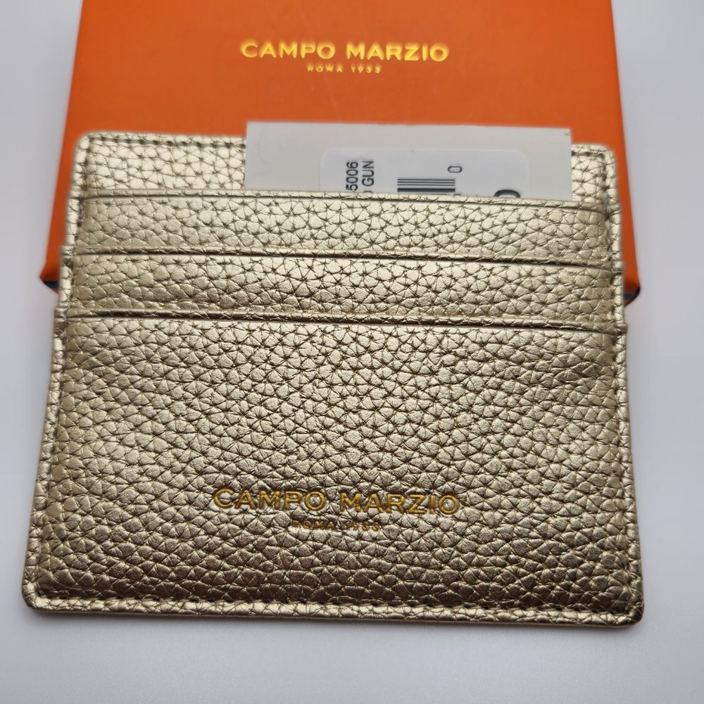 Campo Marzio Roma Leather Wallet Two Toned Gold/Gun Metal NWT with original box